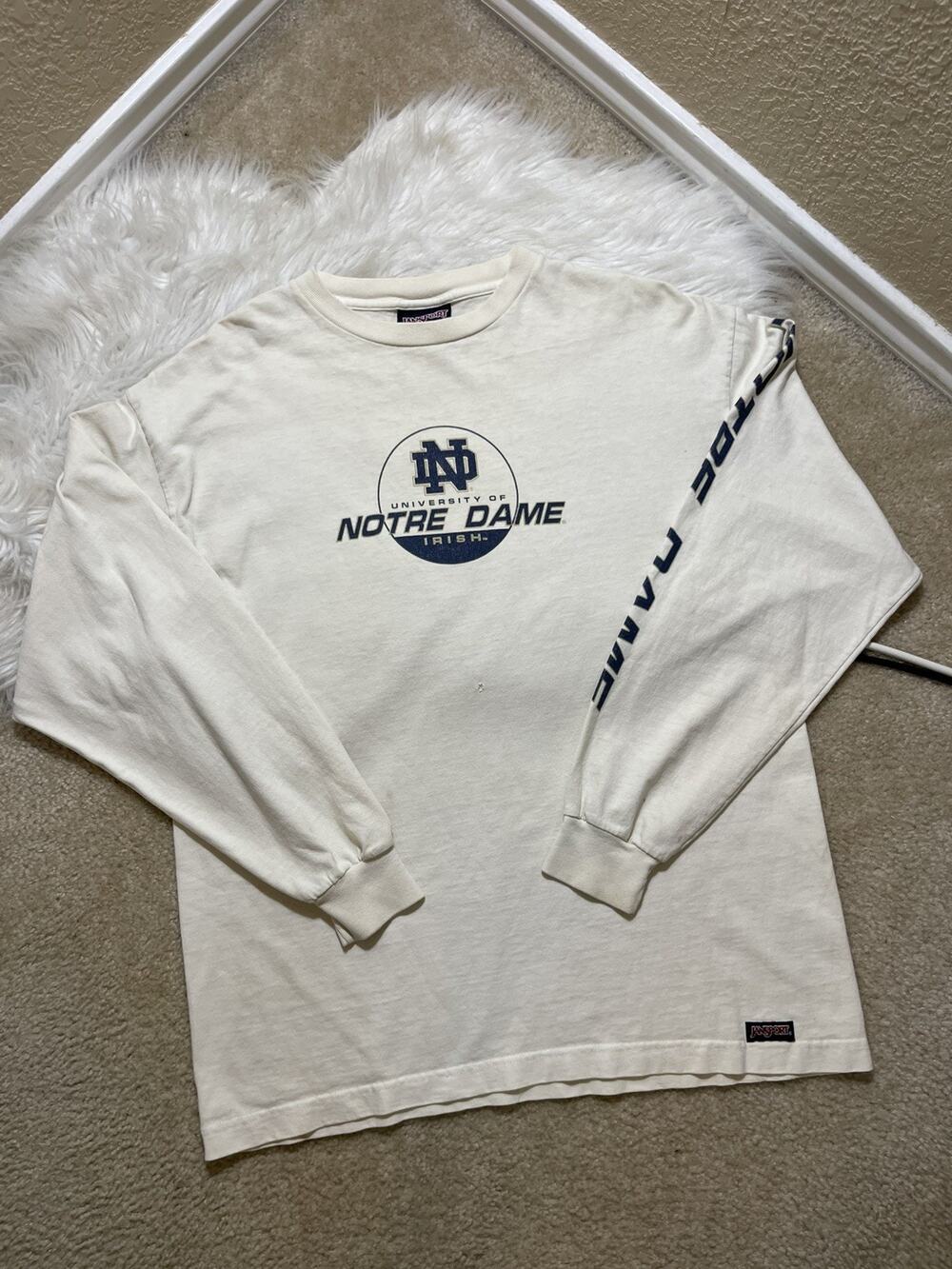 Jansport Notre Dame Shirt Men Large White Oversized Comfy Athleisure Irish Vtg